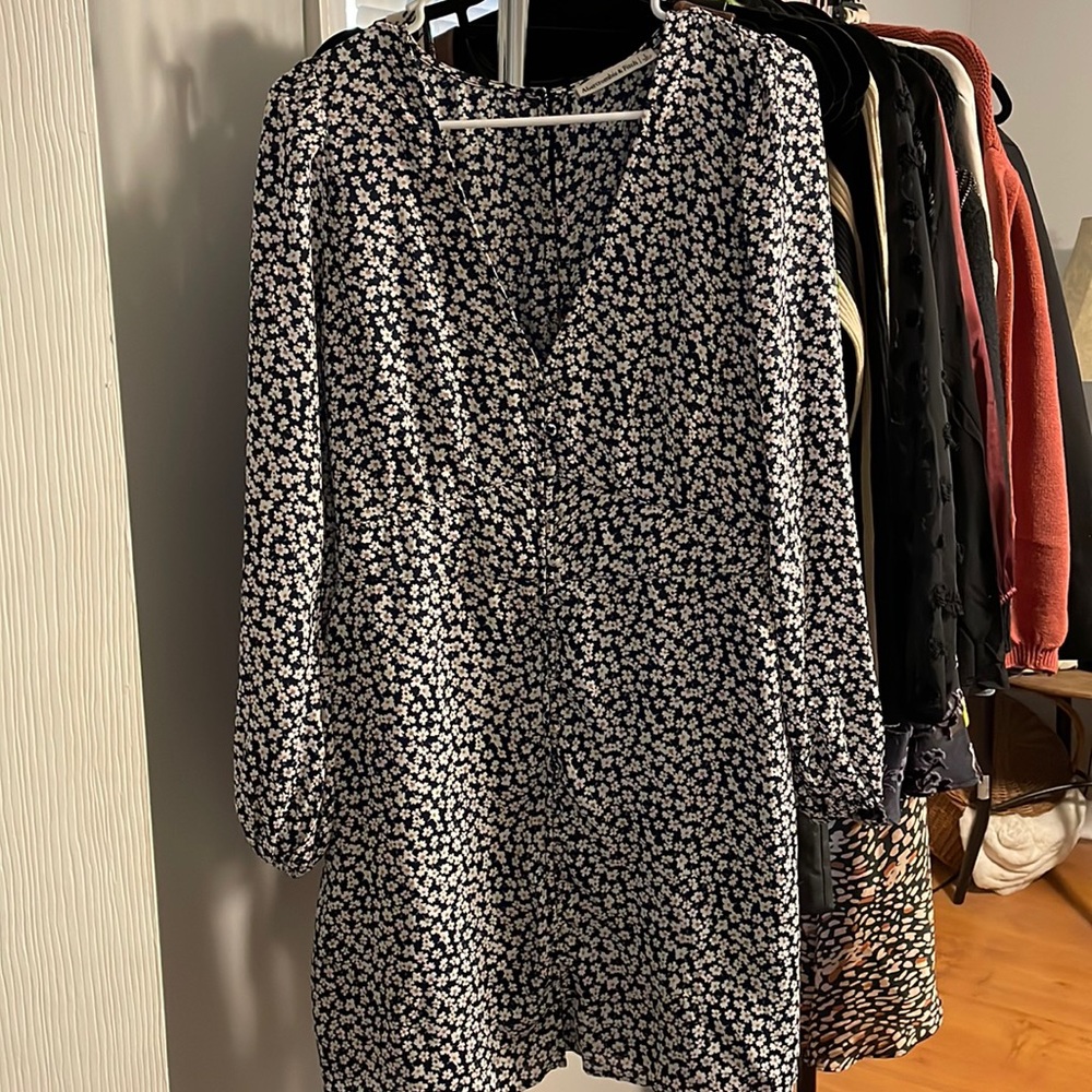 Long sleeve Abercrombie Floral Button Mini Dress